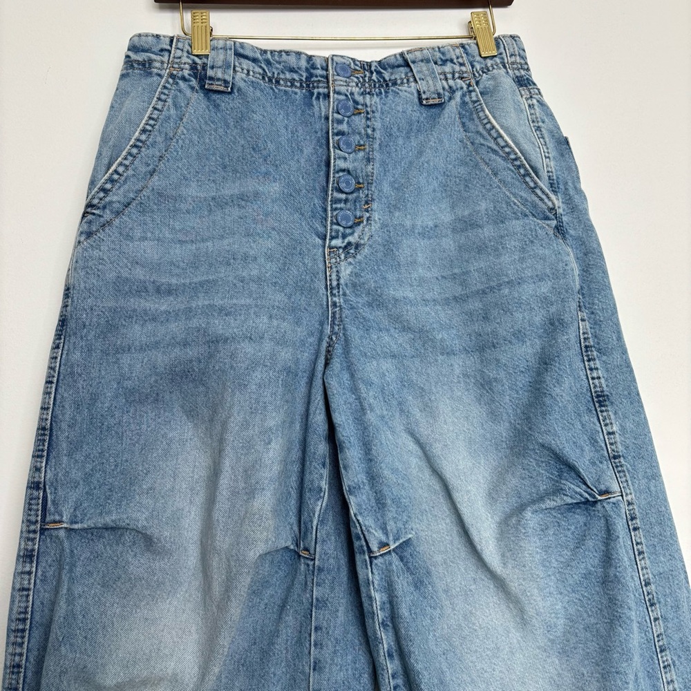 Free People Newbies Solid Slouchy Jeans Stone Wash Wide Leg Size Small Baggy Y2K - Picture 9 of 16